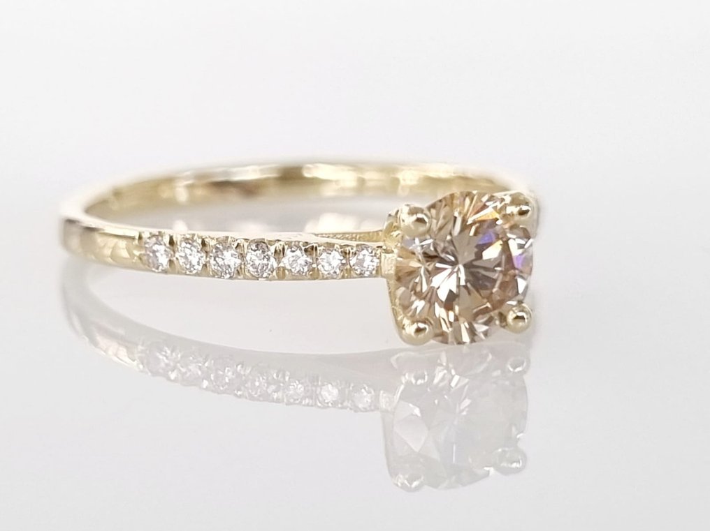 Engagement ring - 14 kt. Yellow gold -  0.63ct. tw. Diamond  (Natural) - Diamond #2.1