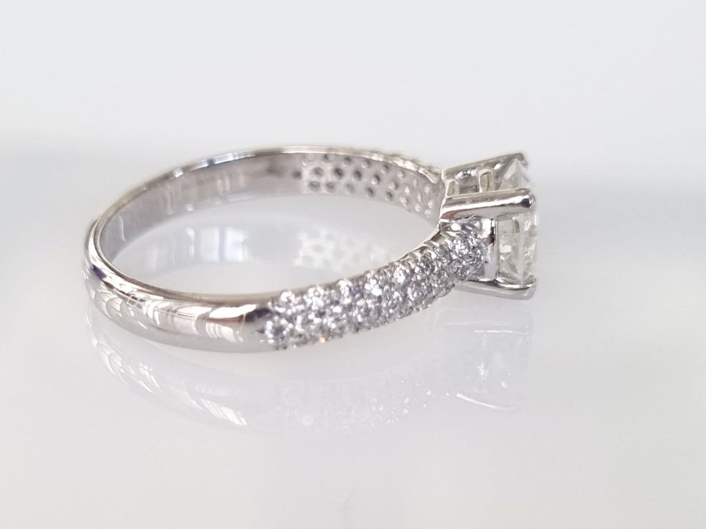订婚戒指 - 18K包金 白金 -  1.25ct. tw. 钻石  (天然) #2.2