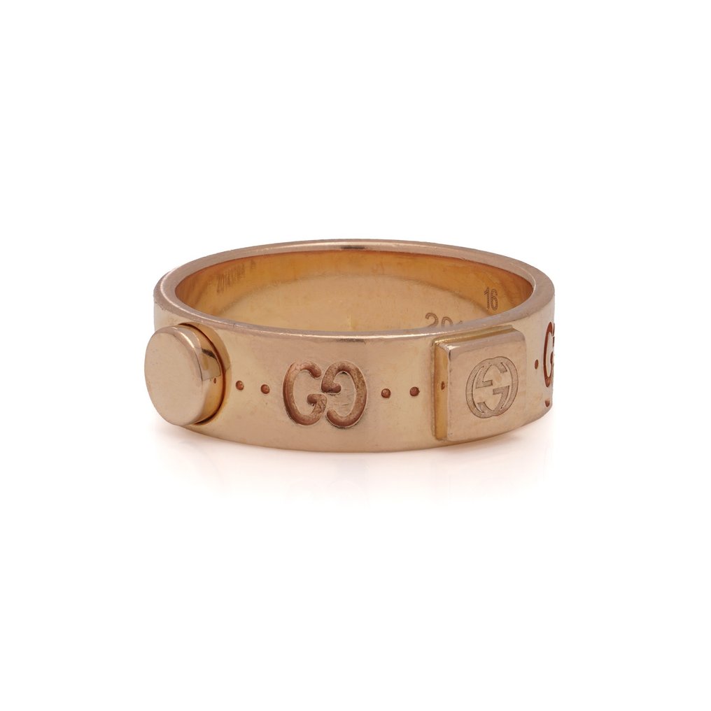 Gucci - 戒指 18kt 玫瑰金標誌性戒指，飾有飾釘 #1.2