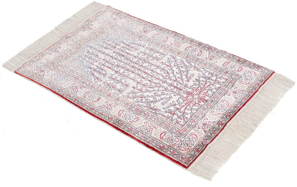 Pure Silk Turkish Kayseri Carpet With Mehrab Design - Carpet - 97 cm - 64 cm #1.3