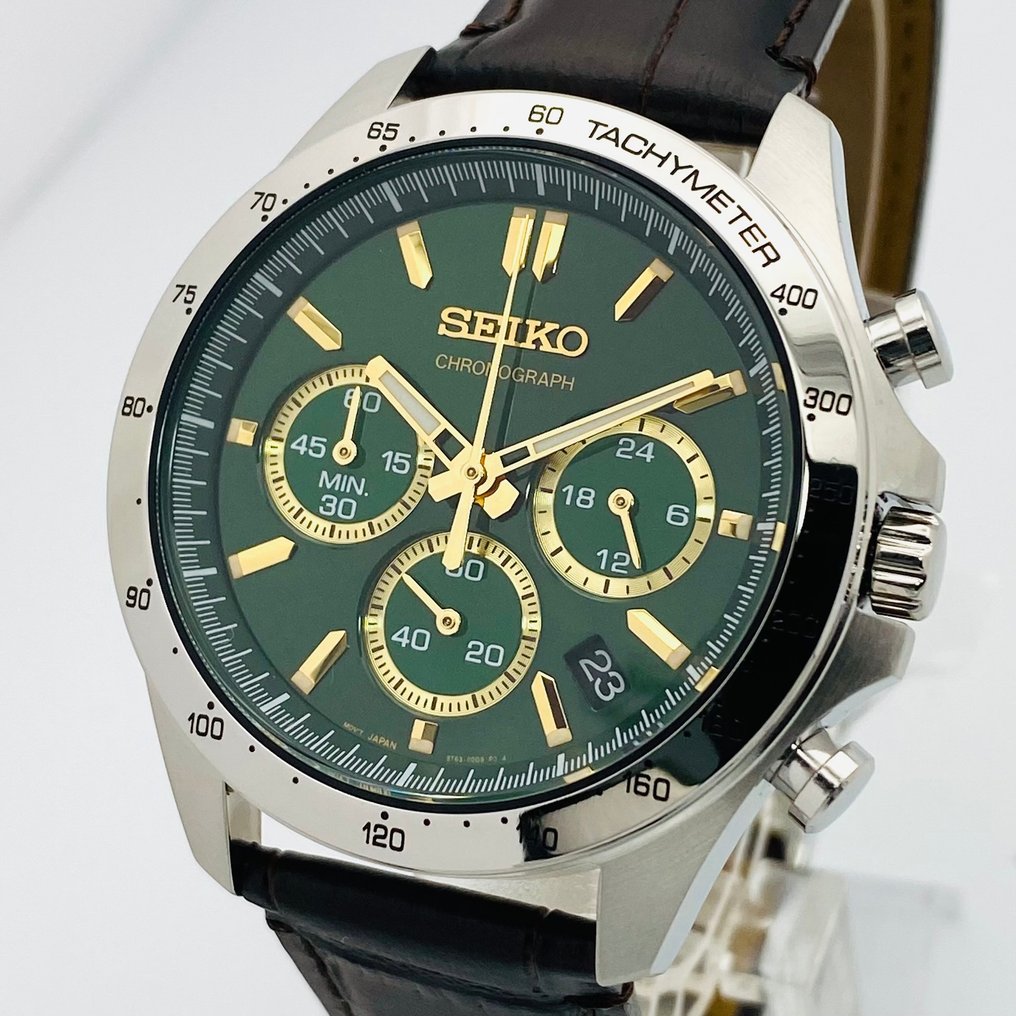 Seiko chronograph 100m green on sale