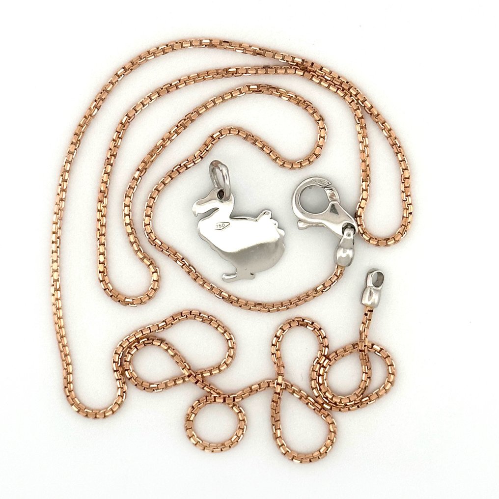 Collana  oro rosa  - 5.8 gr - 50 cm - 18 Kt - Collier avec pendentif - 18 carats Or blanc, Or rose #2.1