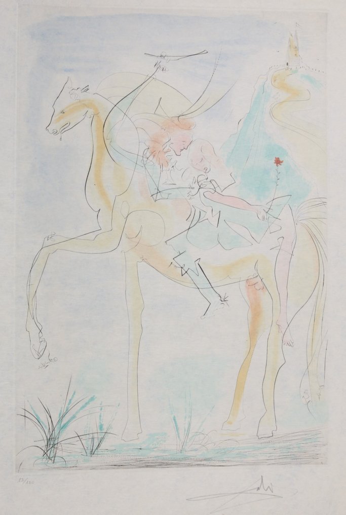 Salvador Dali (1904-1989) - Couple A Cheval (Suite Mythologique Nouvelle) #2.1