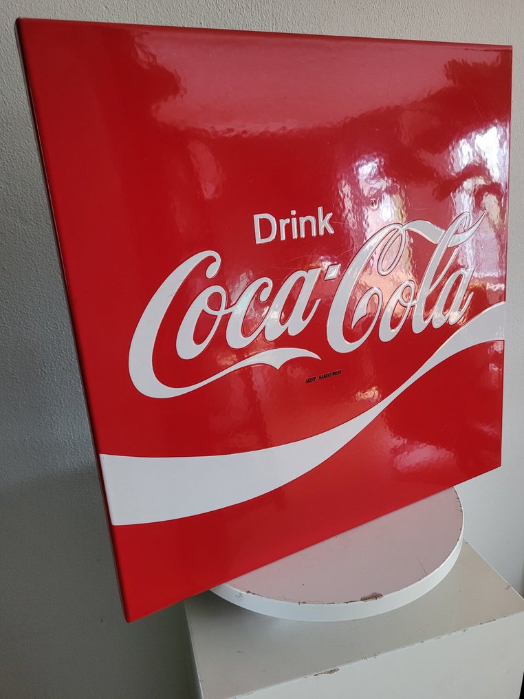 Emaille Reclamebord, Coca-Cola, Langcat Bussum, 1950 - Διαφημιστική πινακίδα - Σμάλτο #1.1