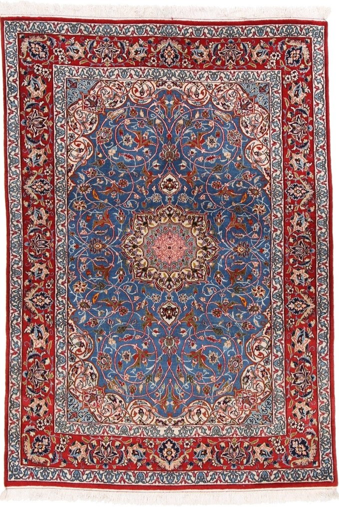 Aito puoliantiikki Isfahan-villamatto - hienoa villaa - Matto - 206 cm - 143 cm #1.1