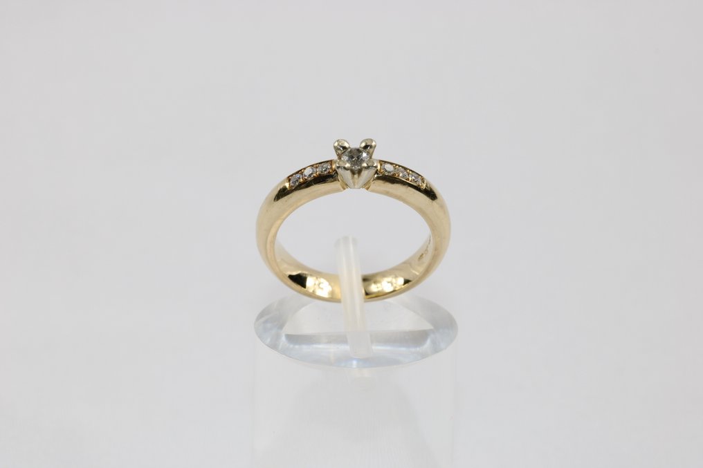 Ring - 14 karaat Geel goud -  0.23ct. tw. Diamant  (Natuurlijk) - Diamant #2.1