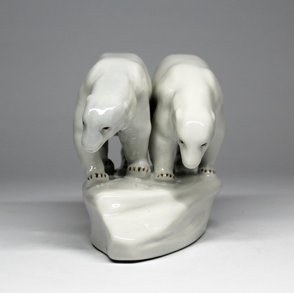 Zsolnay - Géza Nikelszky (1877-1966) - 雕像 - Polar Bears - 瓷 #1.2