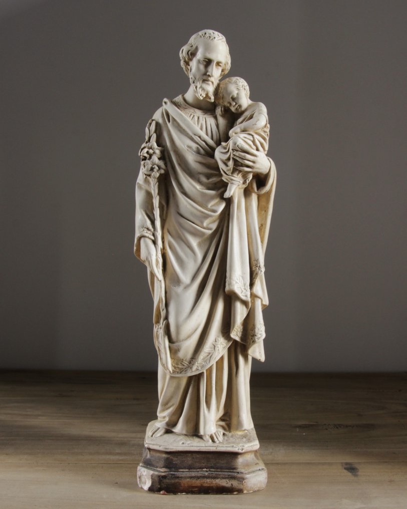 B.C. - Statuette - Jozef met Kind - 33cm - Gips #1.1