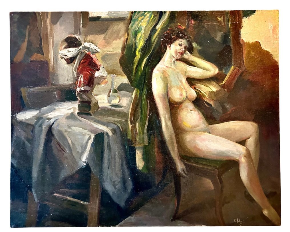 Luigi Faber Ferrari (1937) - Grande nudo femminile, con il busto di San Carlo Borromeo - NO RESERVE #2.2