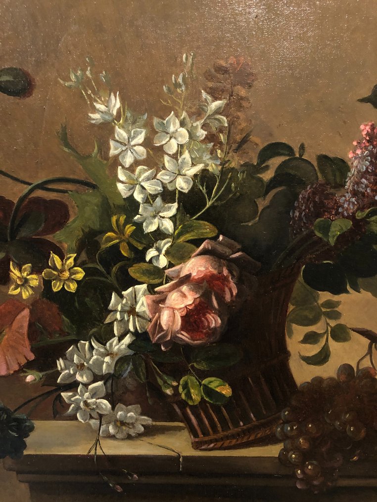 École Européene (XVIII-XIX) - Nature morte au panier à fleurs #2.1