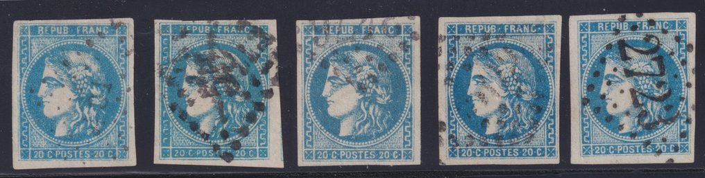 France 1870 - Bordeaux issue No. 45A, 45C, 46A and 46B canceled, 1st and 2nd choice. Stunning - Yvert #1.1