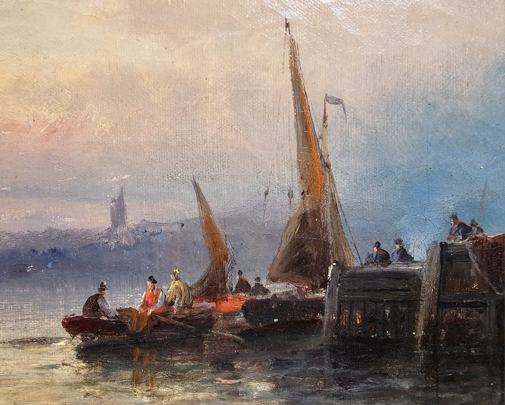 William Anslow Thornley (1830-1898) - Harbour scene at dusk #3.2