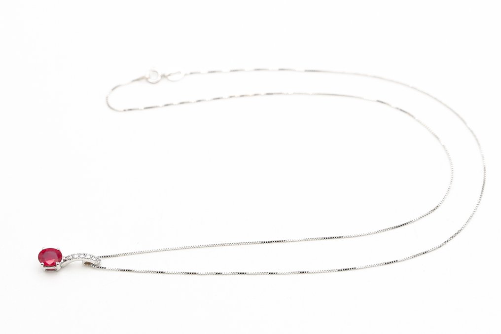 Necklace with pendant - 18 kt. White gold  #2.1