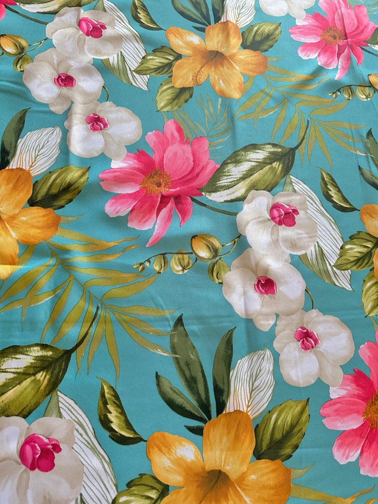 Elegant tablecloth with tropical chic decoration with tropical flowers typical of the jungle - Tablecloth  - 2.4 m - 1.4 m #1.2