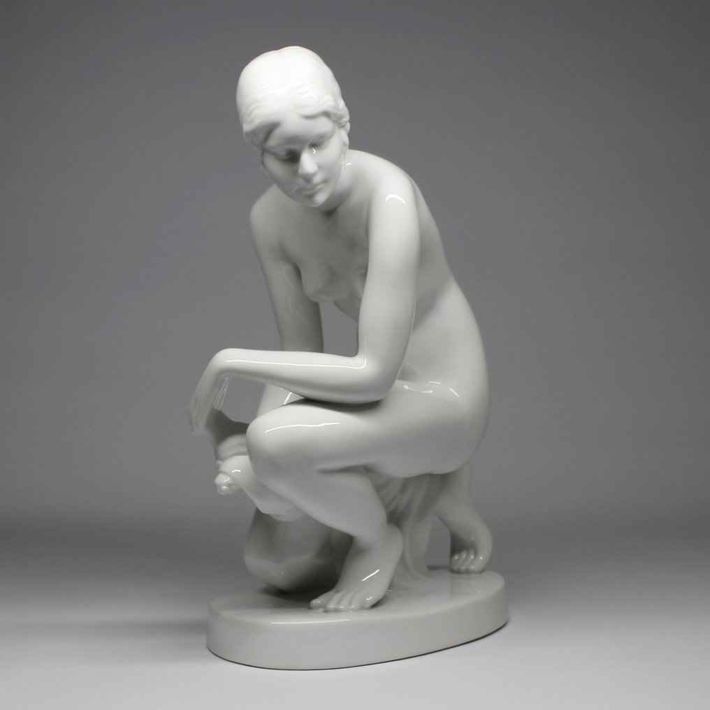 Herend - Elek Lux (1884-1941) - Szobor, Bathing woman - 35 cm -  #1.2