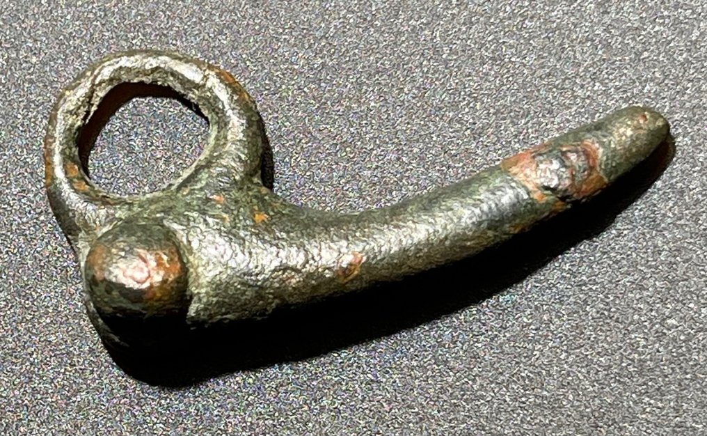 Ancient Roman Bronze Amulet shaped as a Phalus- Symbol of Eroticism and Fertility. With an Austrian Export #1.1