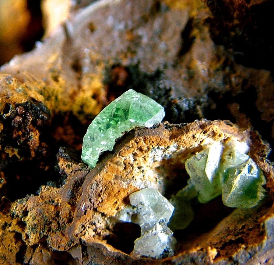 CW1065 Nicht auffindbare grüne Anglesite mit Cerussite Kristalle auf Muttergestein - Höhe: 44 mm - Breite: 70 mm- 221 g - (1) #4.3