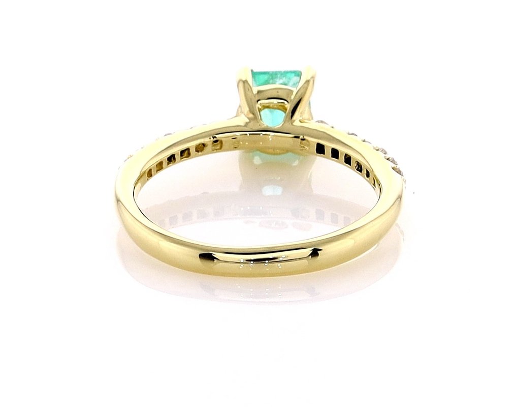 Ring - 14 karat Gull -  1.12 tw. Smaragd - Diamant  #3.2