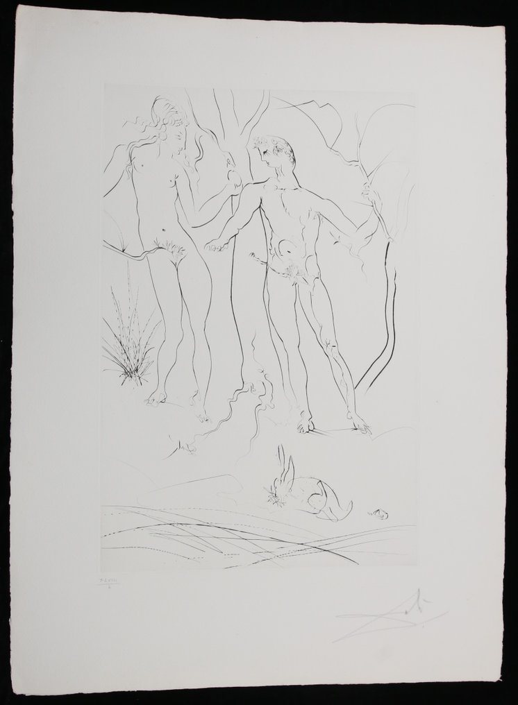 Salvador Dali (1904-1989) - Adam Et Eve (Suite Mythologique Nouvelle) en noir #1.2