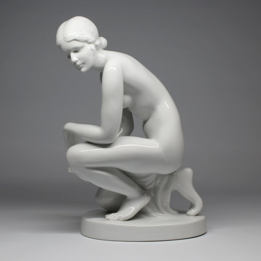 Herend - Elek Lux (1884-1941) - Szobor, Bathing woman - 35 cm -  #2.1