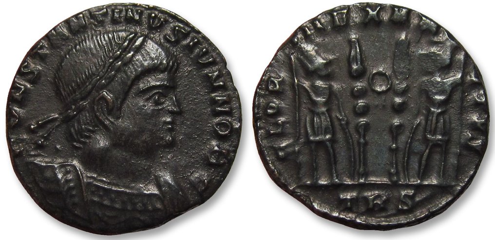 Romarriket. Constantine II as Caesar. Follis Treveri (Trier) mint circa 330-335 A.D. - mintmark TRS + wreath in field- #2.1