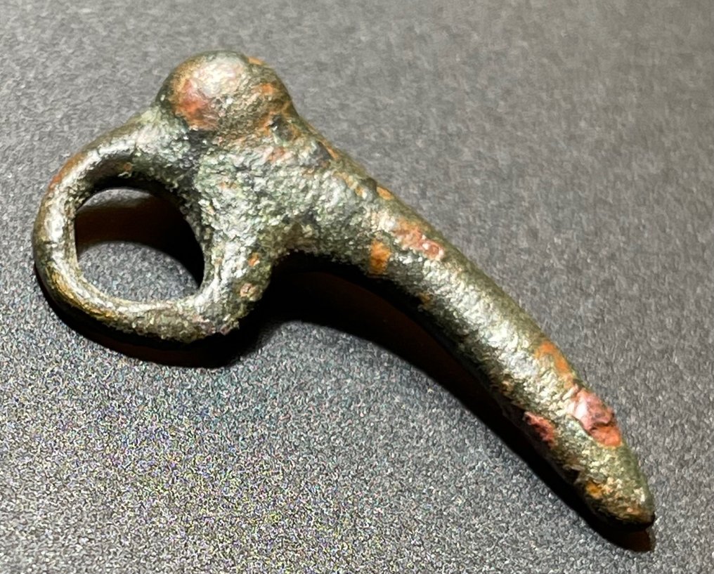 Ancient Roman Bronze Amulet shaped as a Phalus- Symbol of Eroticism and Fertility. With an Austrian Export #2.3