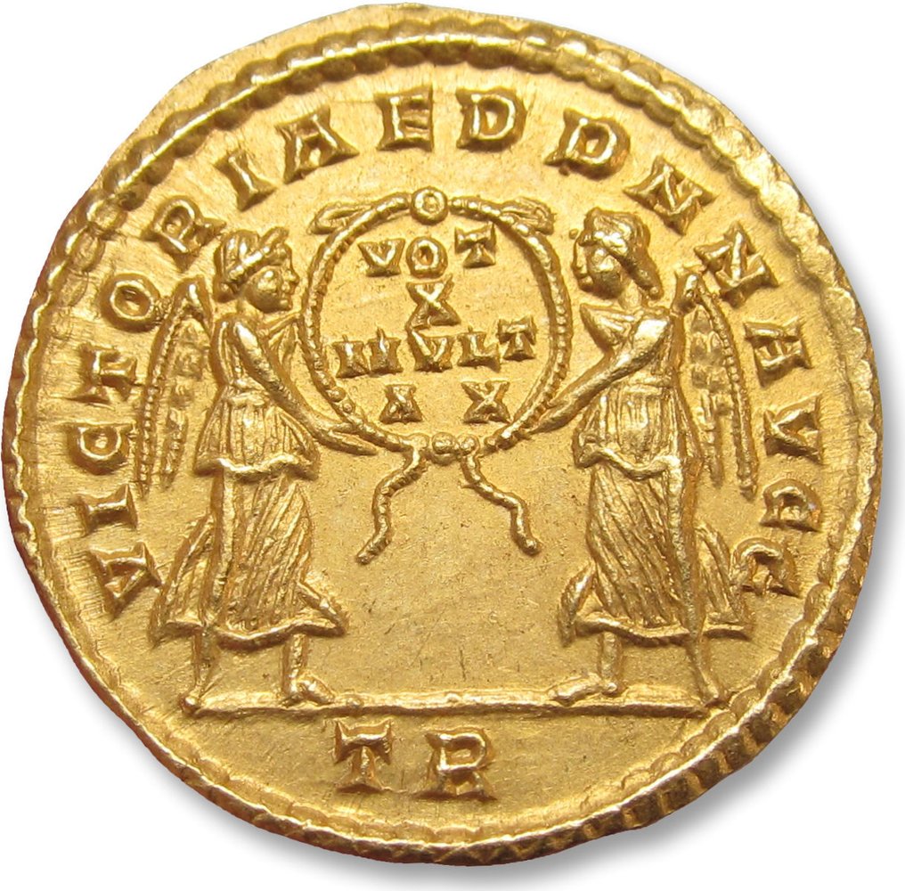 罗马帝国. Constans as Augustus. Solidus Treveri (Trier) mint circa 342-343 A.D. - near mint state, large & heavy flan #1.2