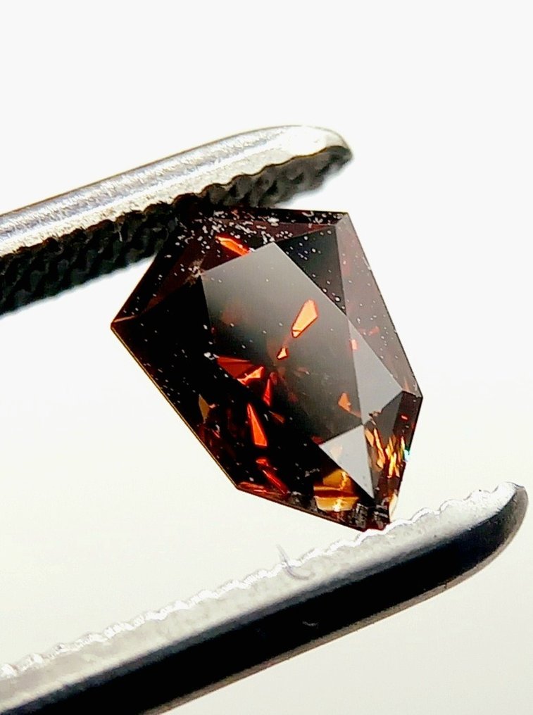 1 pcs Diamante  (Colorido natural)  - 0.64 ct - Papagaio de papel - Fancy dark Alaranjado Castanho - I1 - Gemological Institute of America (GIA) #1.2
