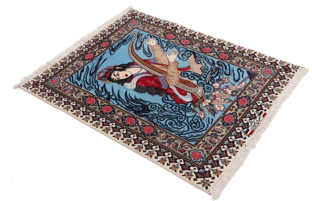 Signed Seyrafian Pictorial Isfahan Masterpiece - Fine Wool&Silk - Rug - 106 cm - 82 cm #1.3
