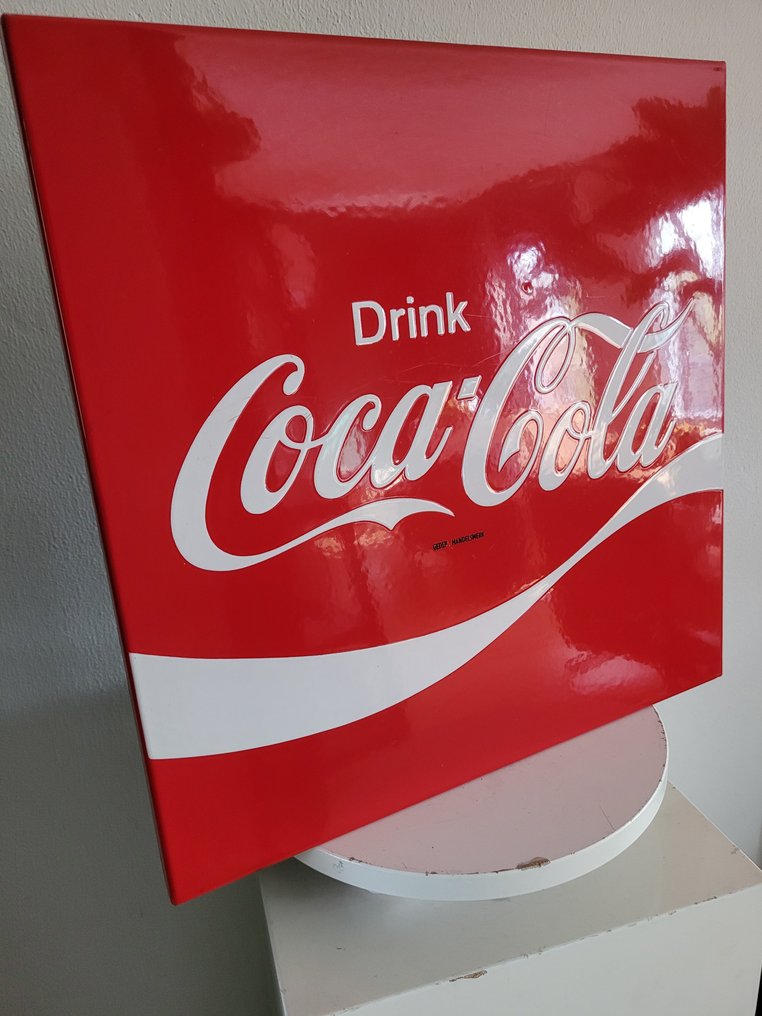 Emaille Reclamebord, Coca-Cola, Langcat Bussum, 1950 - Διαφημιστική πινακίδα - Σμάλτο #1.2