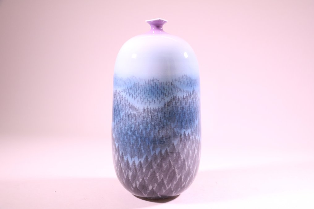 Piękny porcelanowy wazon Arita z wzorem - Porcelana - Fujii Shumei 藤井朱明 (1936-2017) - Japonia - Druga połowa XX wieku #2.2