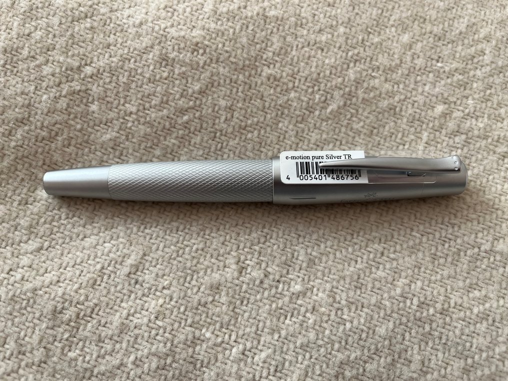 Faber-Castell - E-Motion Pure Silver con astuccio porta-penne in pelle - Rollerball-Stift #3.1