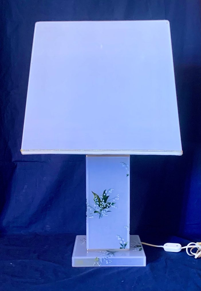 albaplast - Lampă  de masă - Baza din plexiglas cu material Valentino plus - Alamă, Aur, Bumbac, plexiglas #1.2