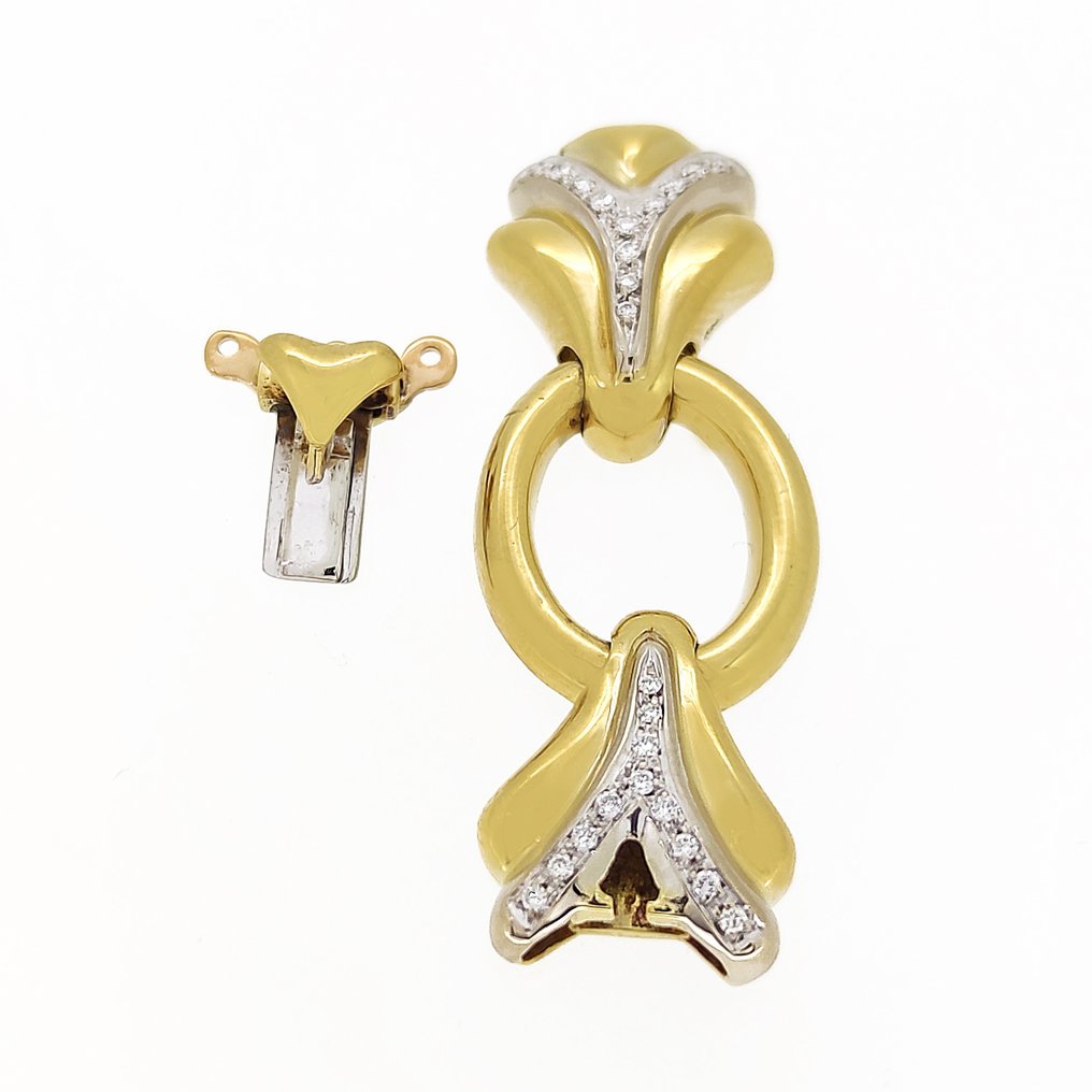 Halskettenverschluss - 18 kt Gelbgold, Weißgold -  0.24ct. tw. Diamant #1.1
