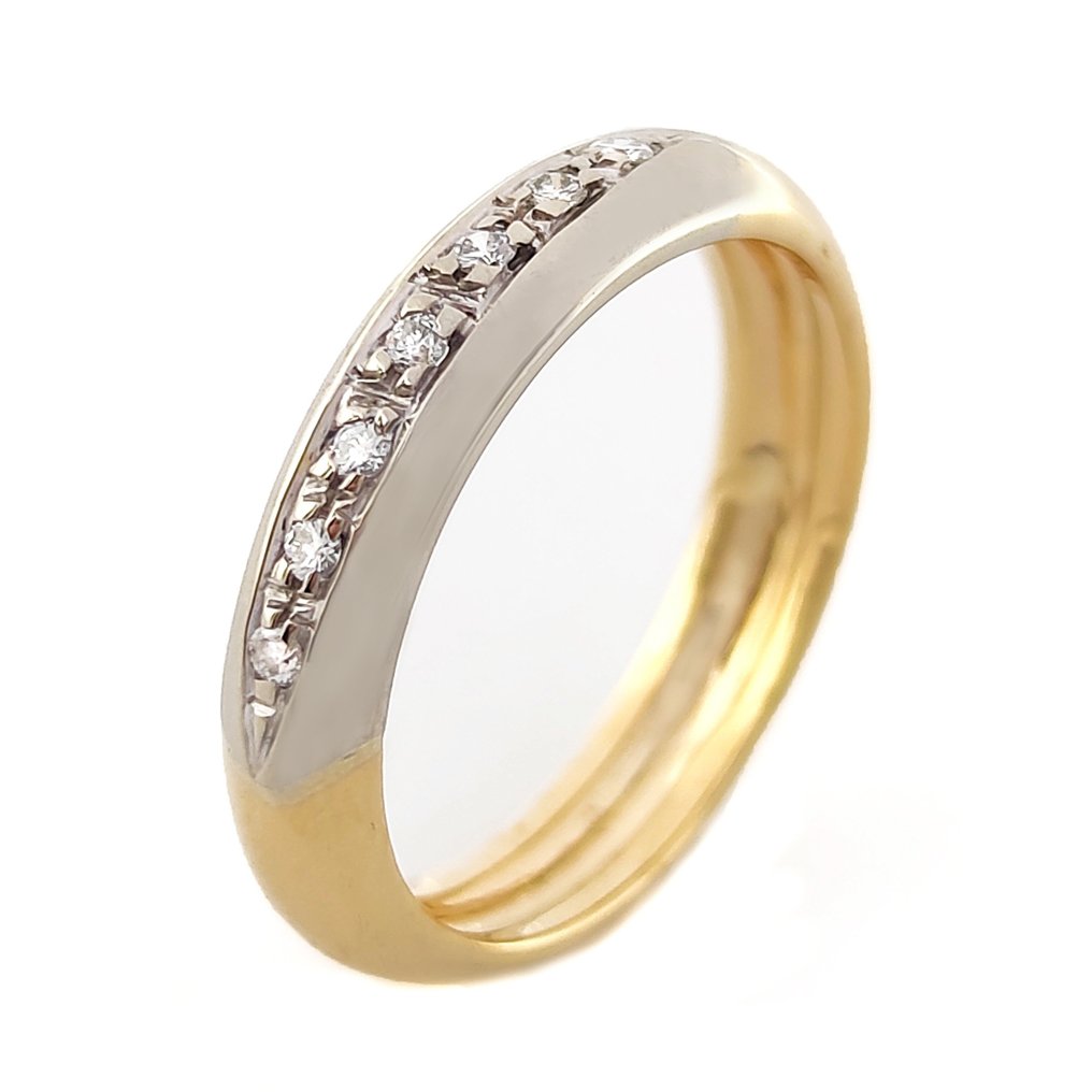 Δαχτυλίδι - 18 καράτια Κίτρινο χρυσό, Λευκός χρυσός -  0.07ct. tw. Διαμάντι #2.1