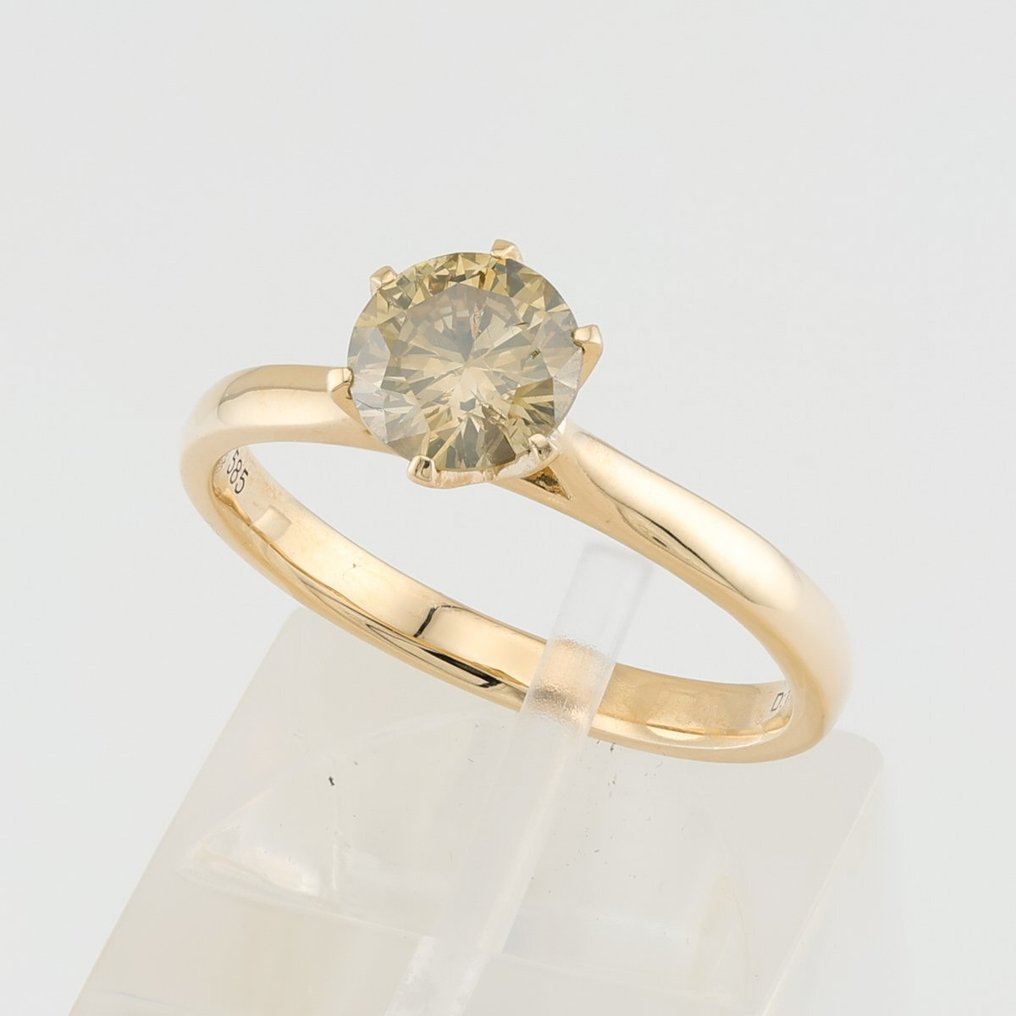 [IGI Certified] - (Diamond) 1.00 Cts  (1) Pcs - 14 kt. Sárga arany - Gyűrű #1.2