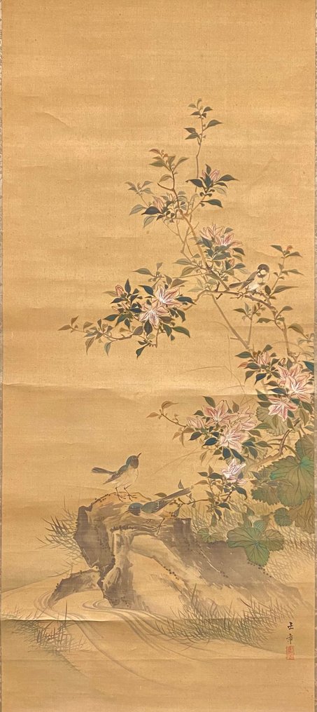 Elegant spring painting with flowers and birds - Kawabata Gyokusho(1842-1913) - Japão #1.1