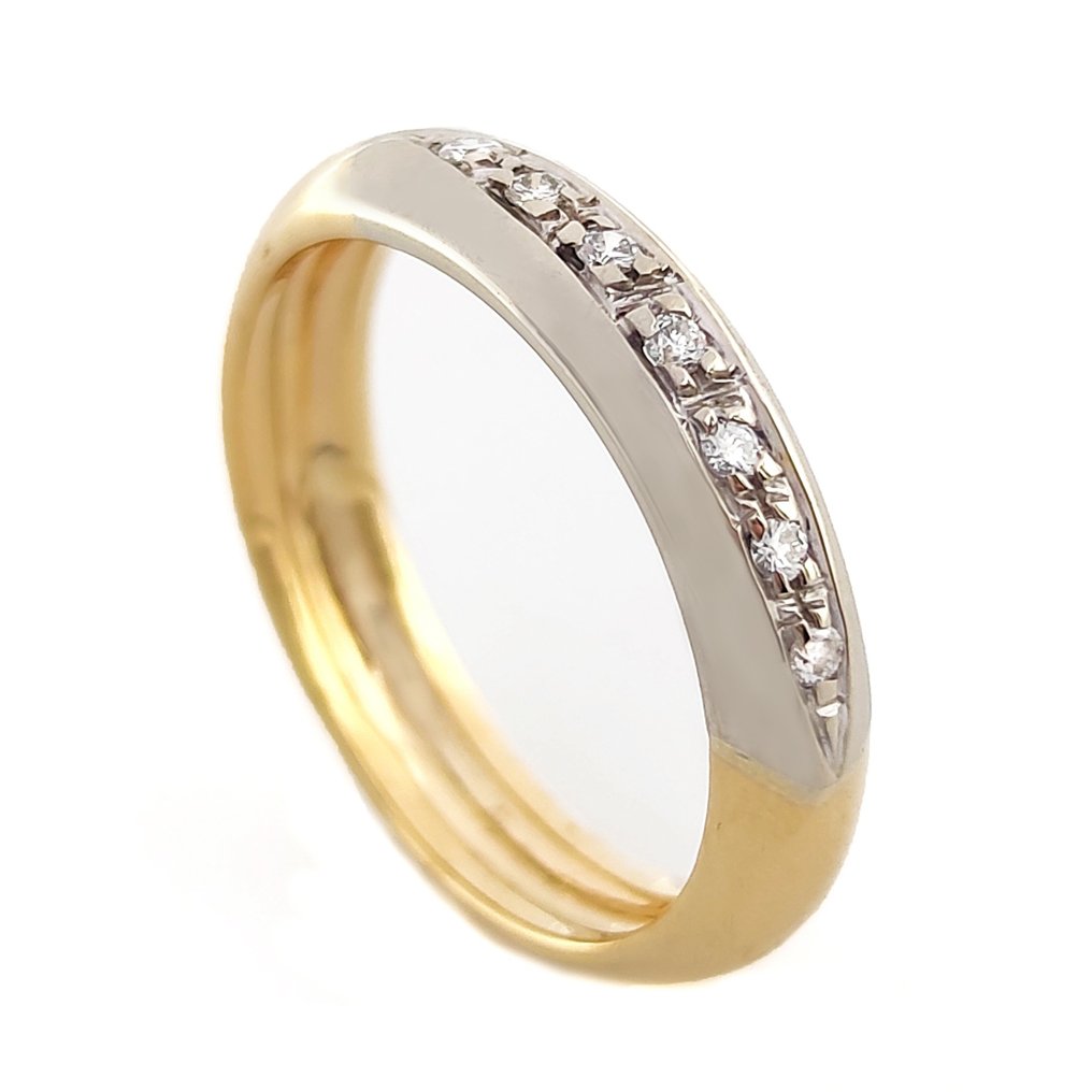 Δαχτυλίδι - 18 καράτια Κίτρινο χρυσό, Λευκός χρυσός -  0.07ct. tw. Διαμάντι #1.1