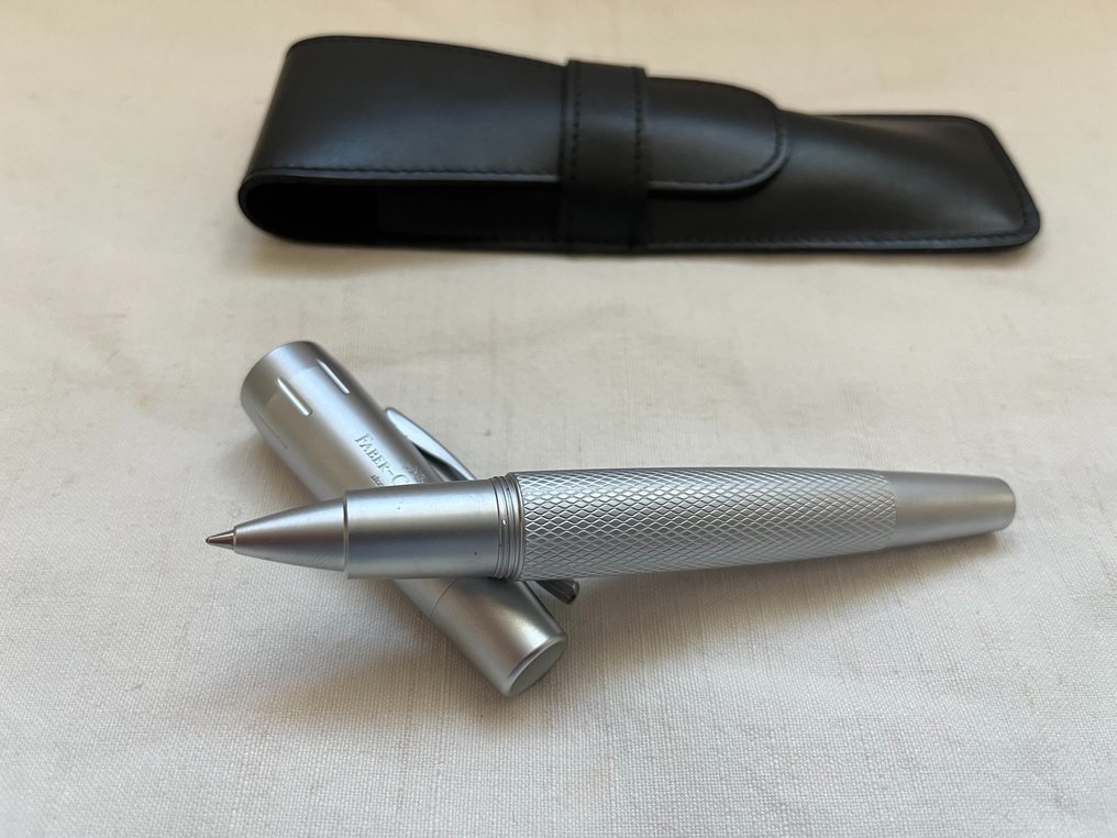 Faber-Castell - E-Motion Pure Silver con astuccio porta-penne in pelle - Rollerball-Stift #2.1