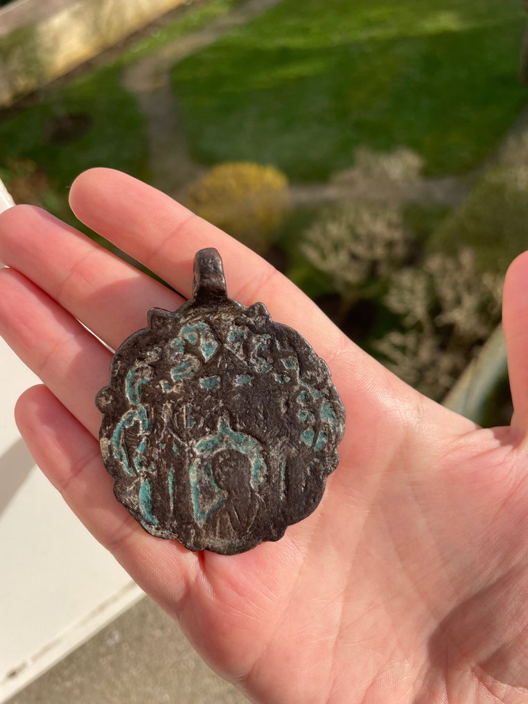 Medieval Bronze Pingente heráldico de arnês de cavalo do cavaleiro - 6.5 cm #2.1