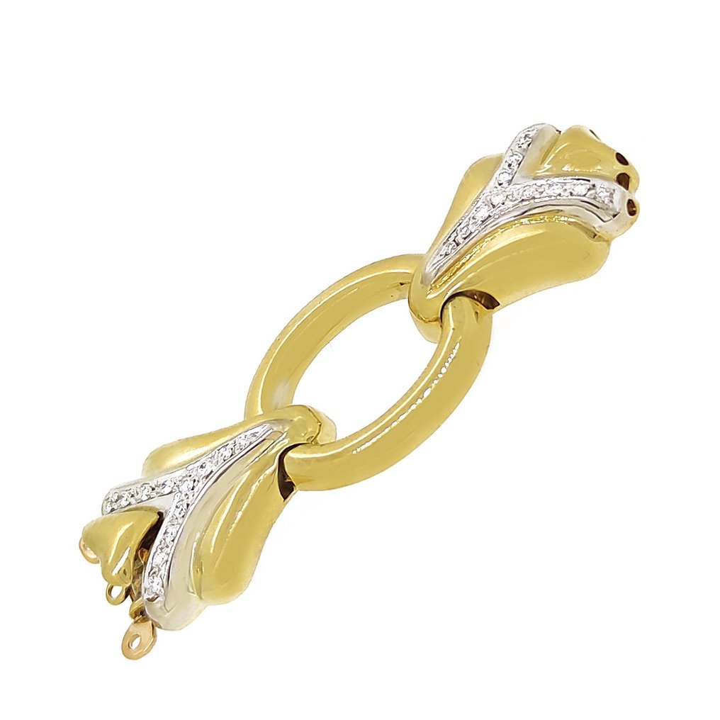Halskettenverschluss - 18 kt Gelbgold, Weißgold -  0.24ct. tw. Diamant #2.1