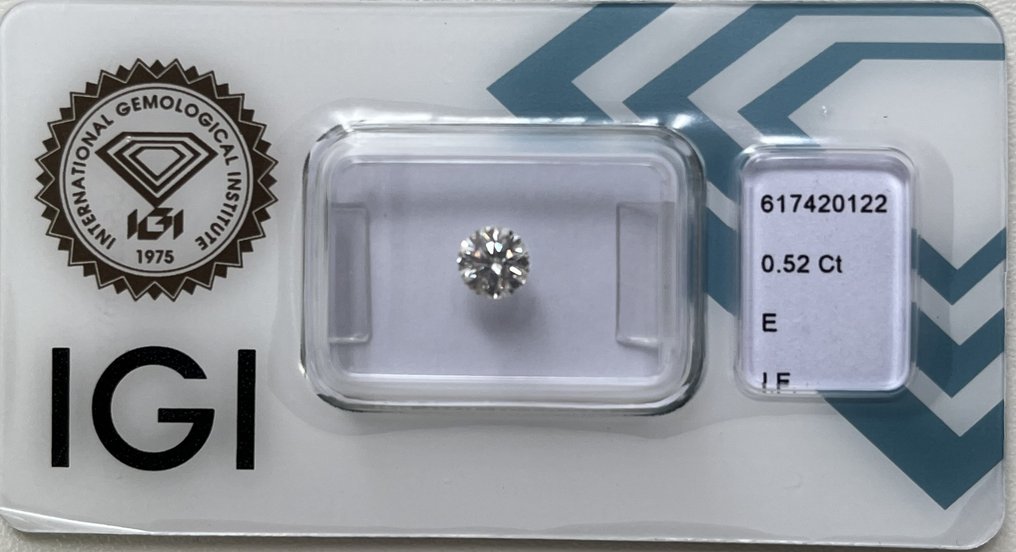 1 pcs Diamant  (Natur)  - 0.52 ct - Rund - IF - International Gemological Institute (IGI) #1.1