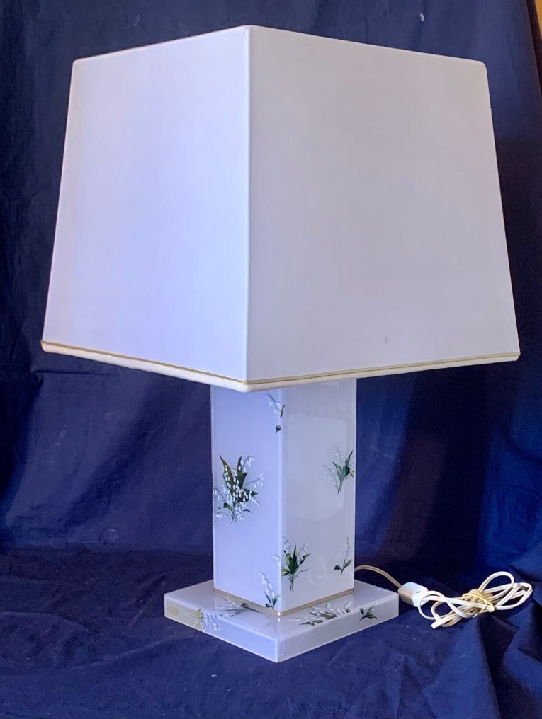 albaplast - Lampă  de masă - Baza din plexiglas cu material Valentino plus - Alamă, Aur, Bumbac, plexiglas #1.1
