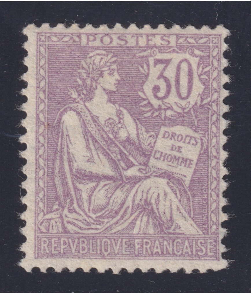 Frankrike 1902 - “Retusjert” munnstykke, nr. 128, Ny*, god sentrering. signert Calves Superb. - Yvert #1.1