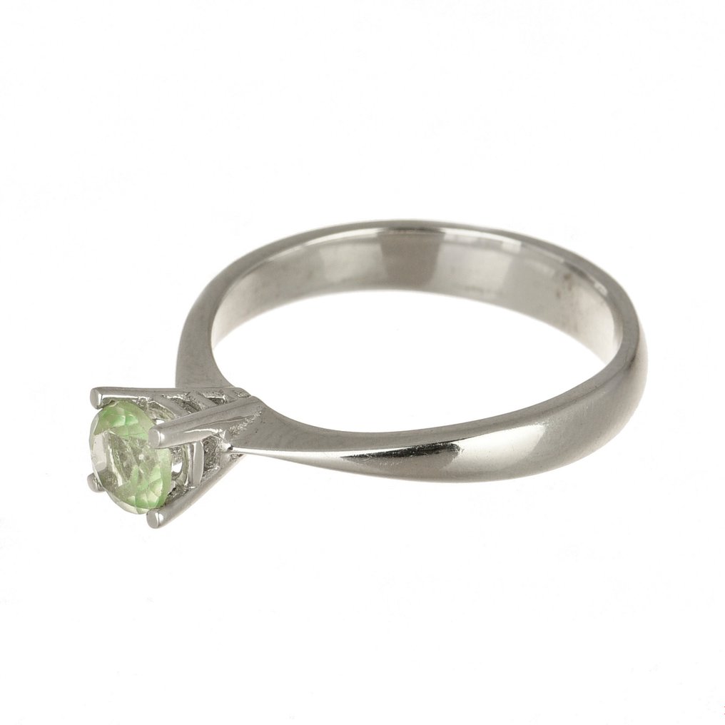 訂婚戒指 - 14 克拉 白金 -  0.60 tw. 藍寶石  #1.1