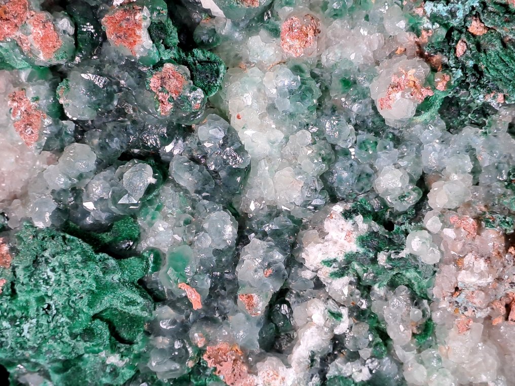 Calcit Malachit Kristalle auf Muttergestein - Höhe: 15 cm - Breite: 16 cm- 3140 g #1.1