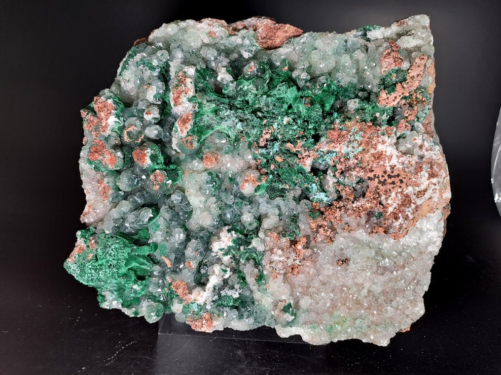 Calcit Malachit Kristalle auf Muttergestein - Höhe: 15 cm - Breite: 16 cm- 3140 g #2.1