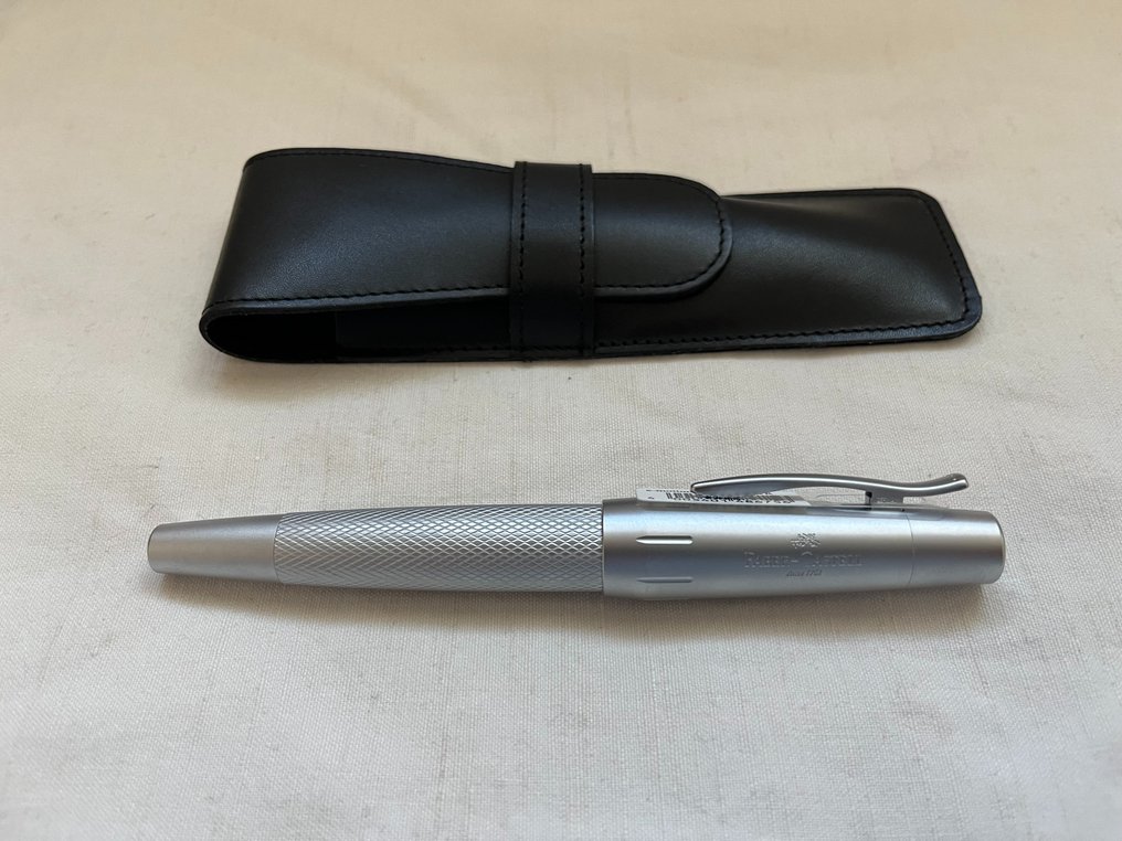 Faber-Castell - E-Motion Pure Silver con astuccio porta-penne in pelle - Rollerball-Stift #2.2