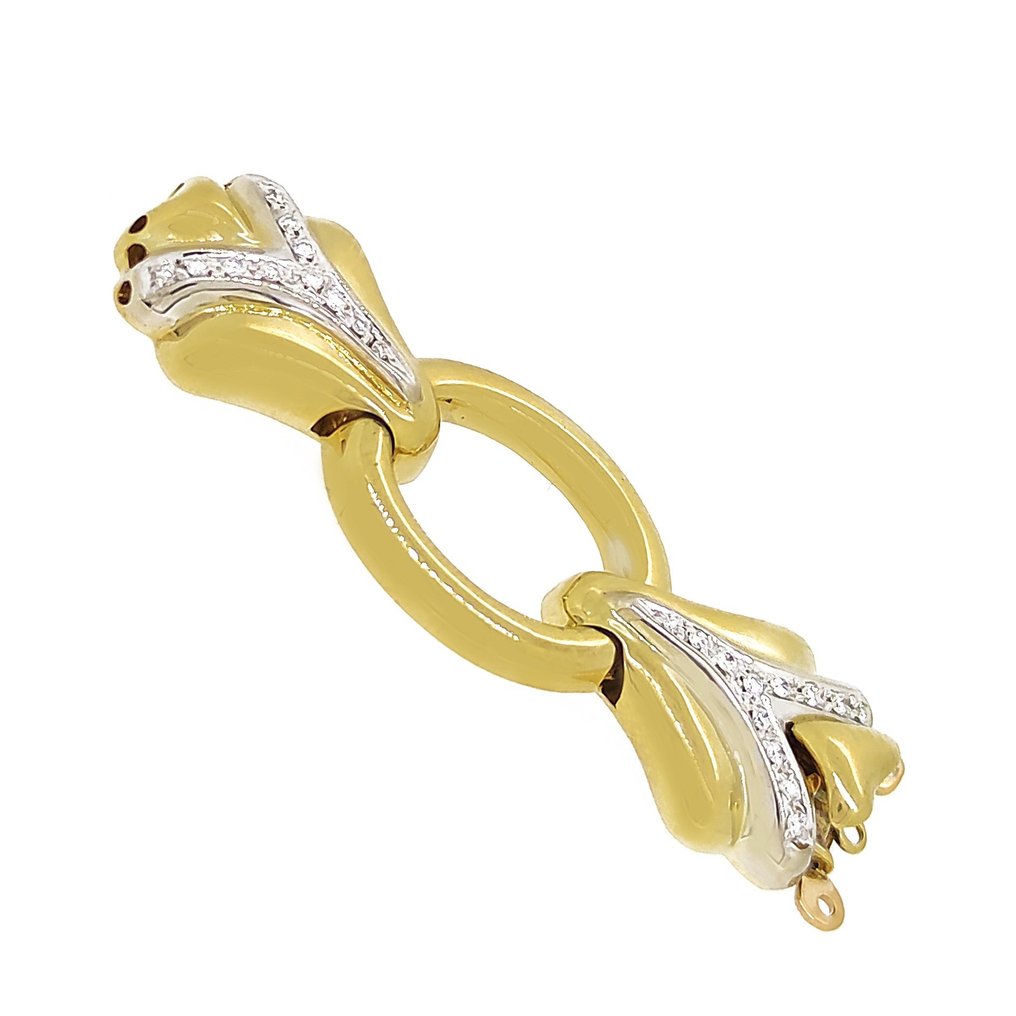 Halskettenverschluss - 18 kt Gelbgold, Weißgold -  0.24 tw. Diamant #1.2