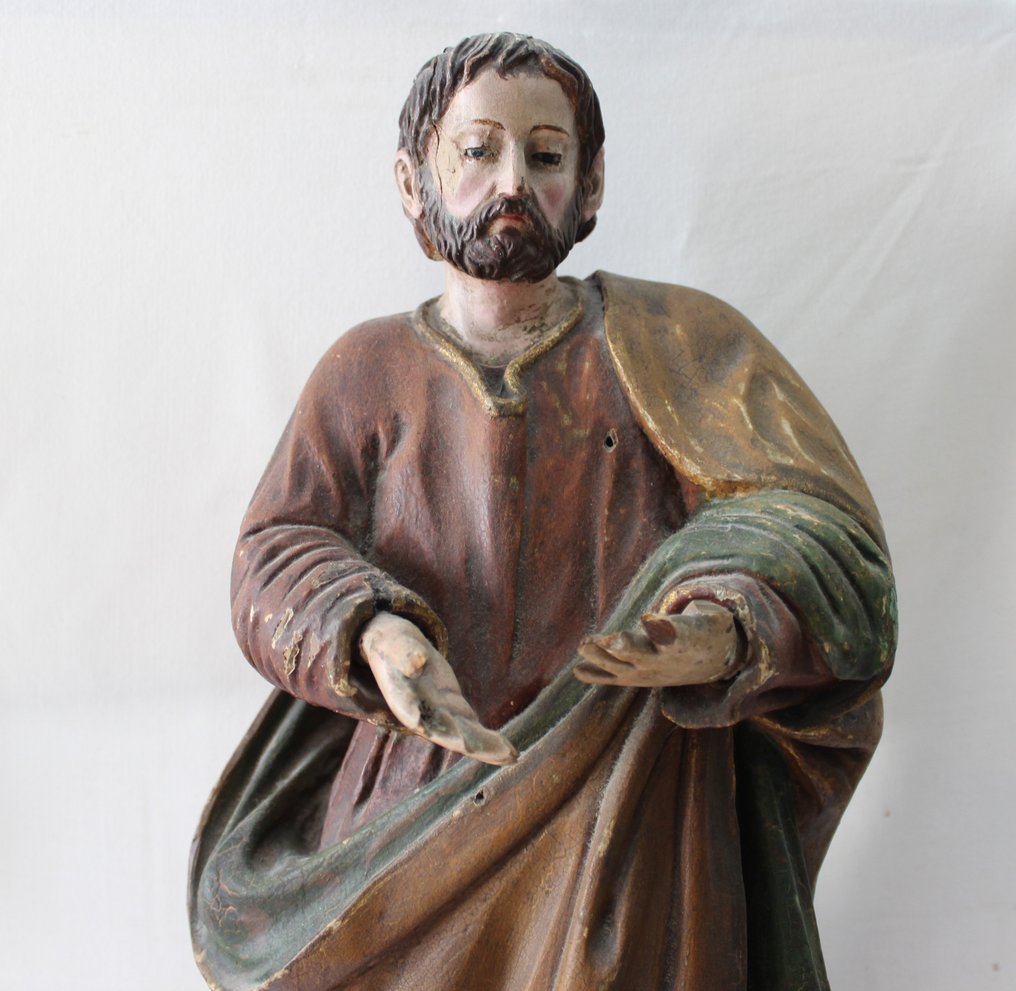 Sculpture, Scultura Raffigurante San Giuseppe in Legno Policromo - 60 cm - Bois #1.1